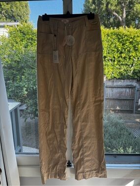 Camila Coelho Wide-Leg Linen Pants in Sand